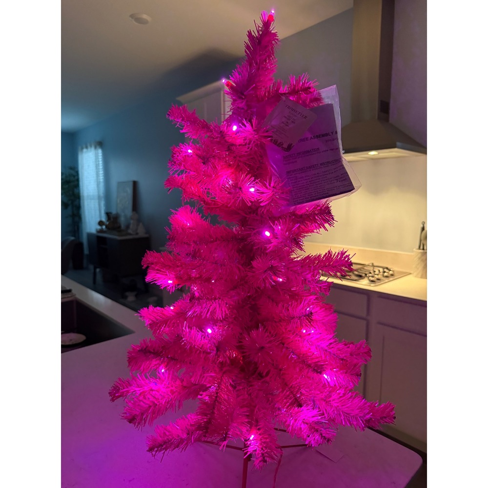 Trimsetter by Dillards 3ft LED Pink Pre Lit Christmas Tree 50 Lights BARBIE PINK
